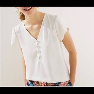 Loft: buttoned petal sleeve top